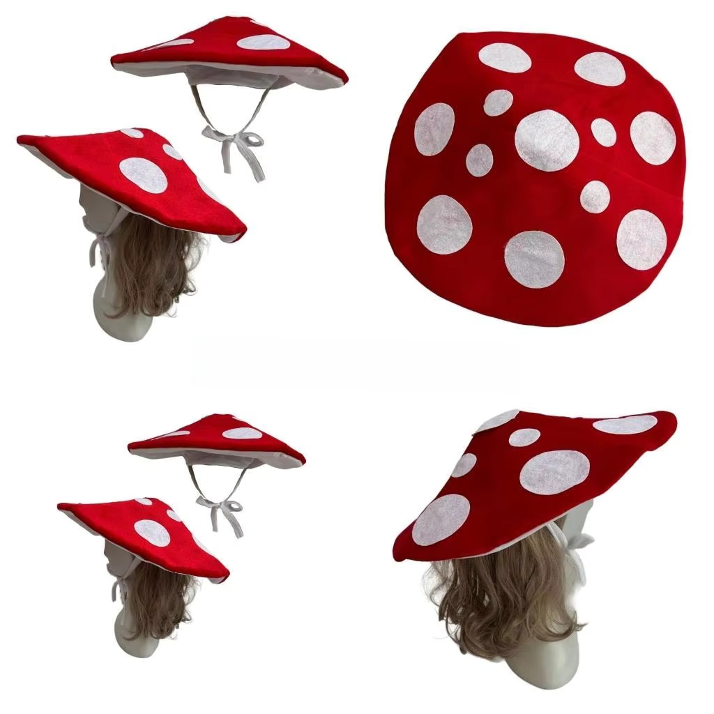 Santa Hat Plush - Topi Jamur Untuk Kostum Halloween, Topi