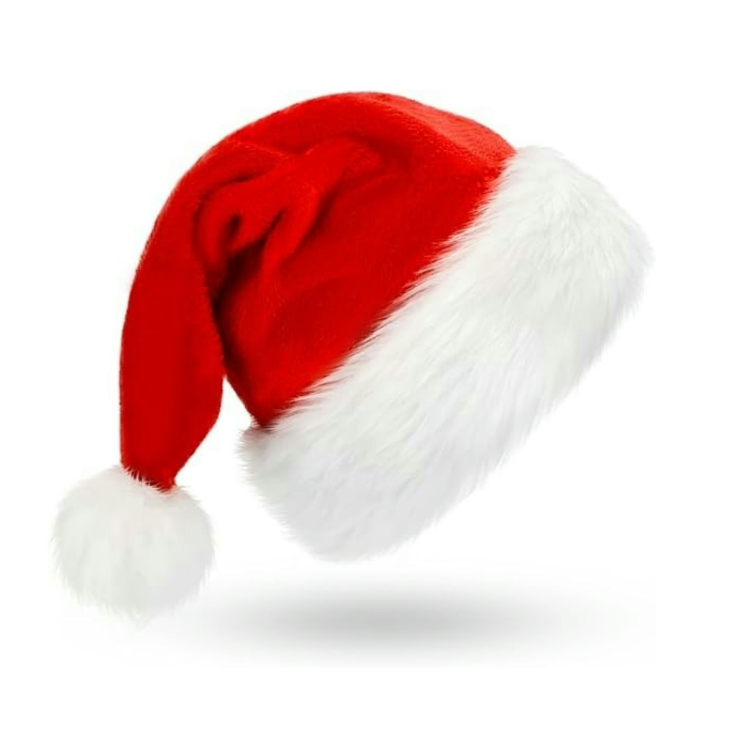 Santa Hat Plush - Set topi Santa berbulu, dengan pinggiran