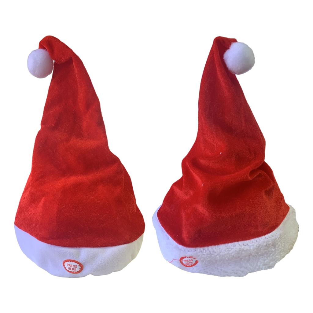 Santa Hat Plush - Topi Santa menari bernyanyi, dekorasi musik