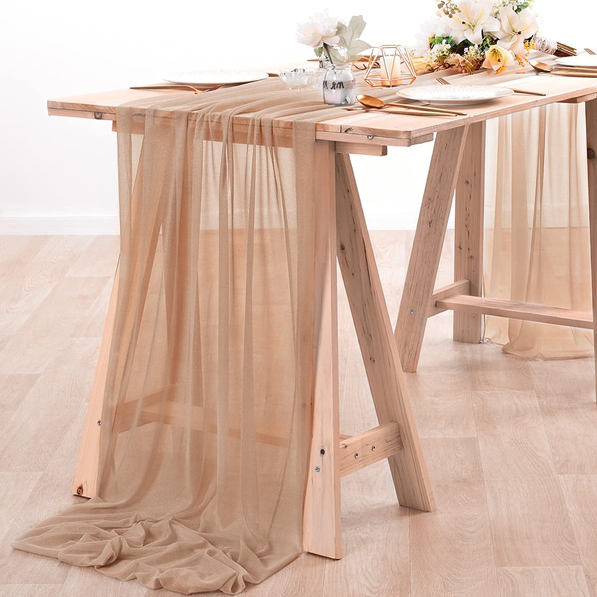 Christmas Table Runner - Taplak meja sifon Nude tipis kain
