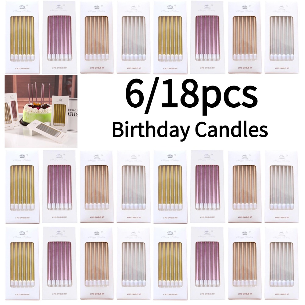 Holiday Candle Set - 6/18pcs Lilin Ulang Tahun Logam Emas