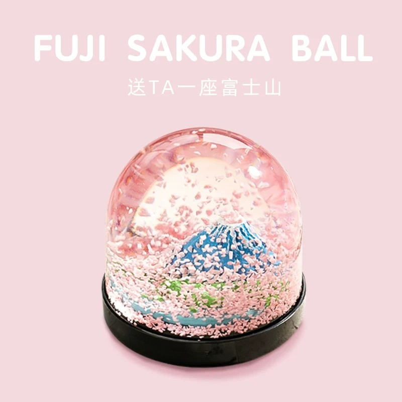 Snow Globe Musical - Ornamen bola salju kristal bunga sakura