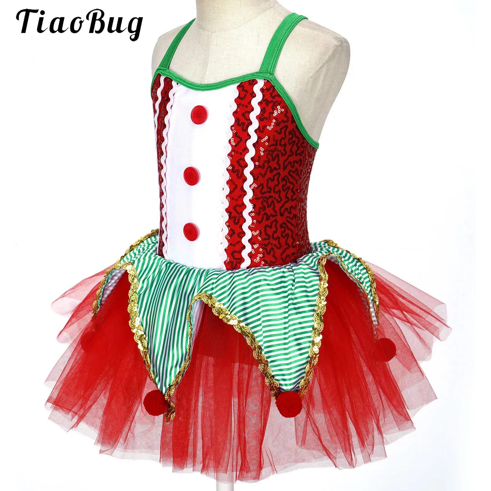 Elf Costume Christmas - Gaun Tari Tutu Balet Payet Tanpa