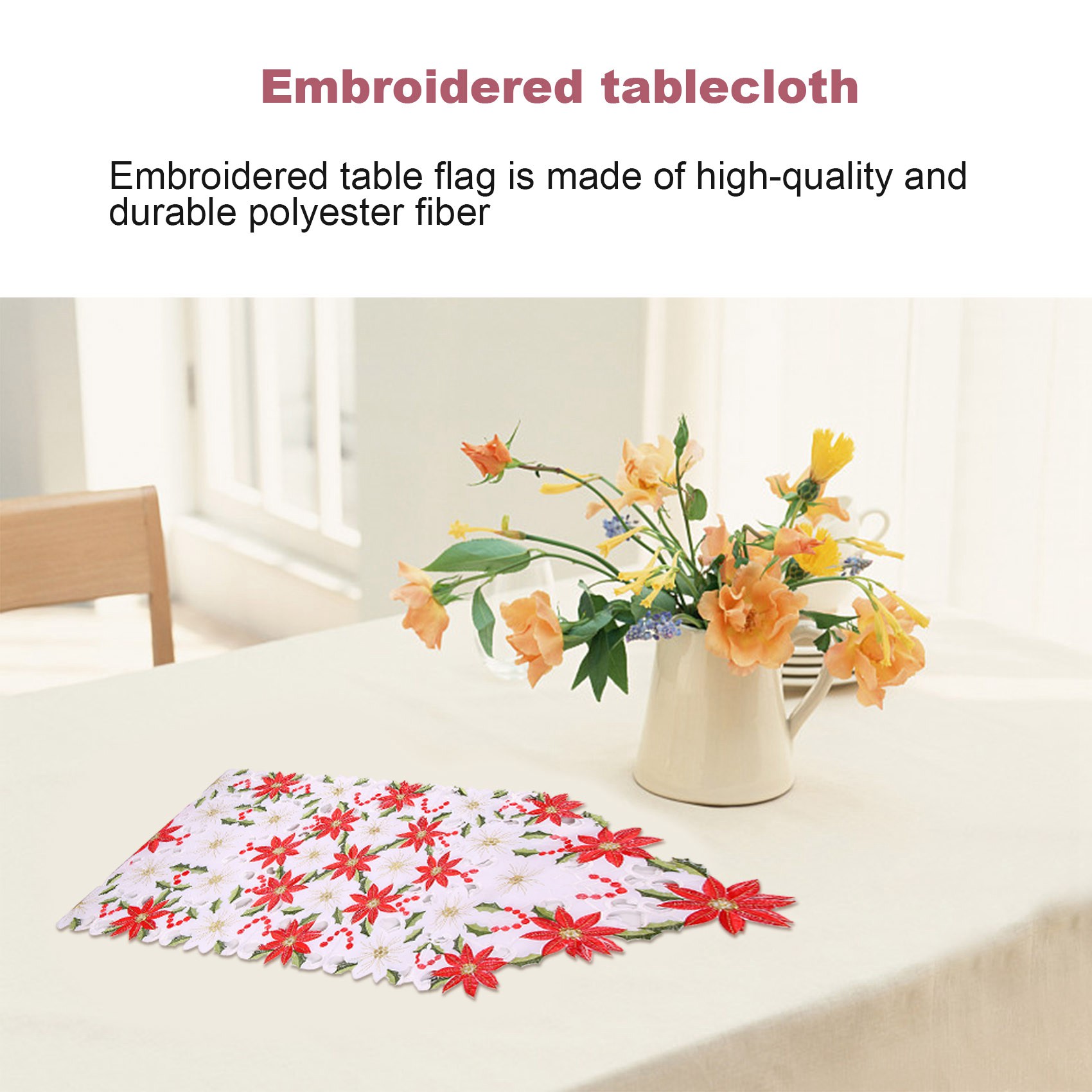 Christmas Table Runner - Taplak meja bordir Natal, taplak meja