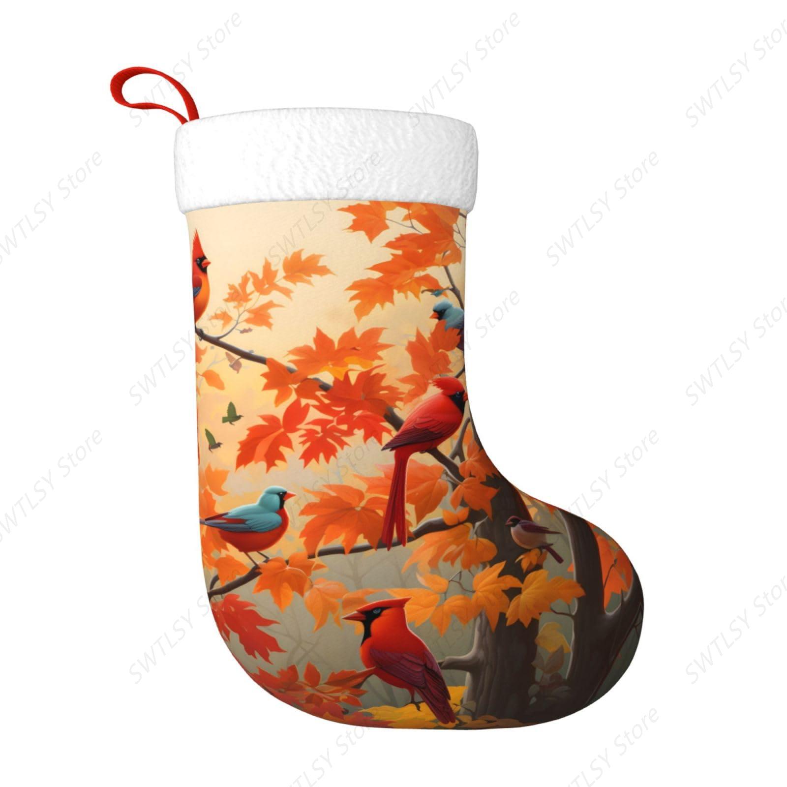 Christmas Stocking Hanging - Stoking Natal Besar Motif Burung Cardinal