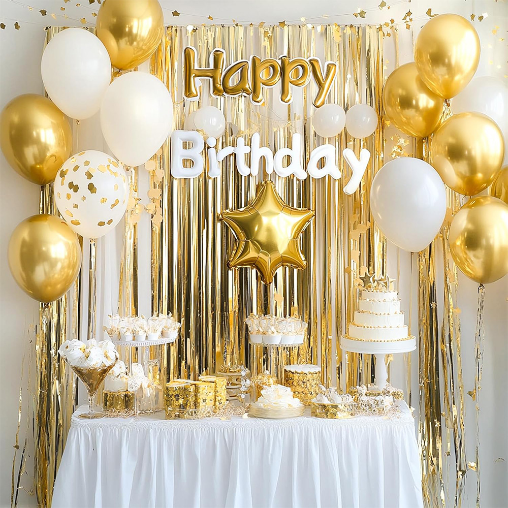 2 Paket Tirai Rumbai Foil Meta - Tinsel Garland Decoration ulasan dan harga