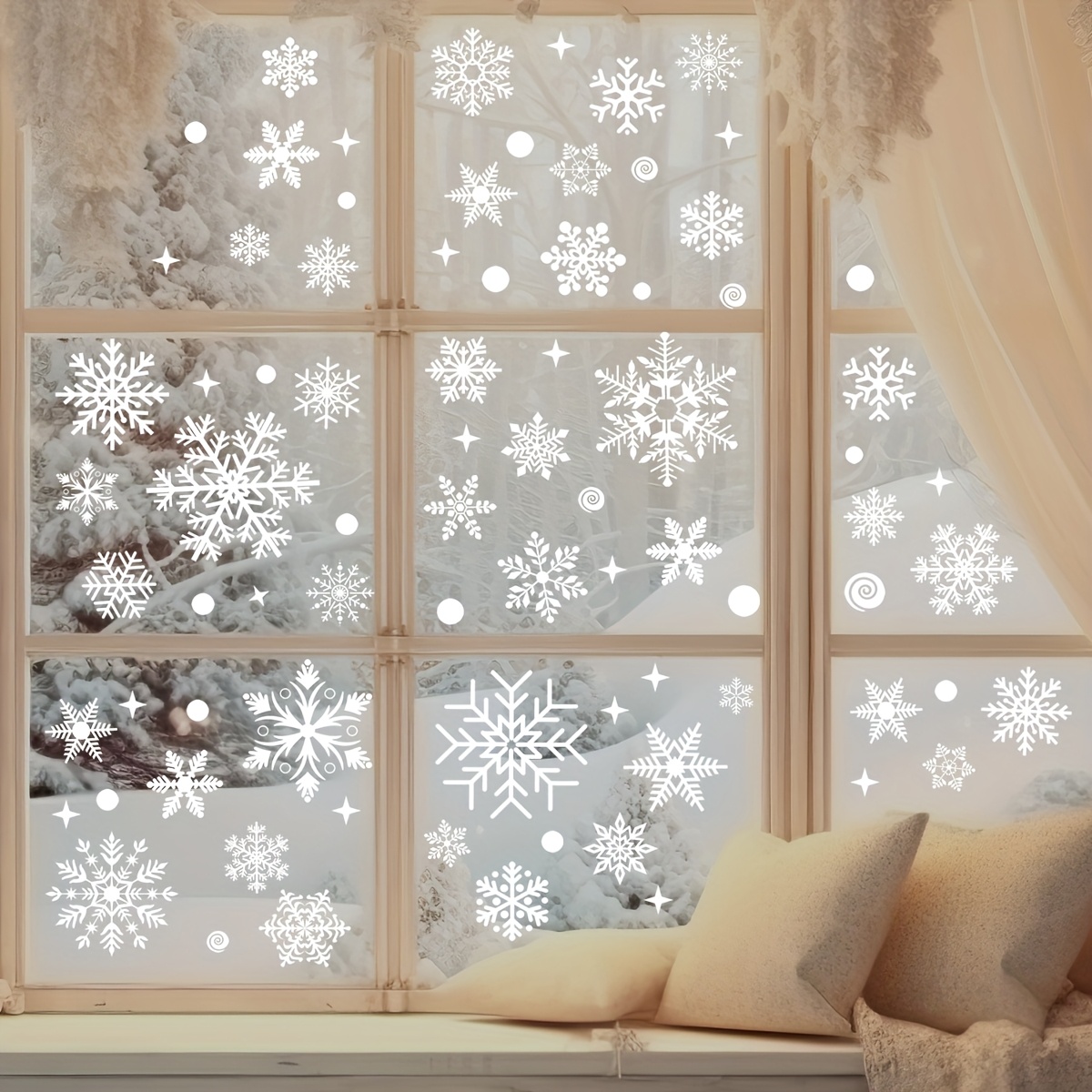 137Pcs Stiker Salju Musim Ding - Snowflake Window Decal ulasan dan harga