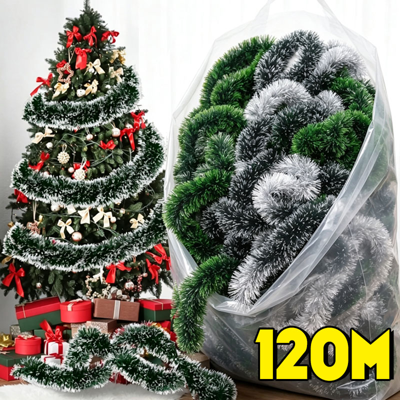 Hiasan Natal Hijau Putih, Garl - Tinsel Garland Decoration ulasan dan harga
