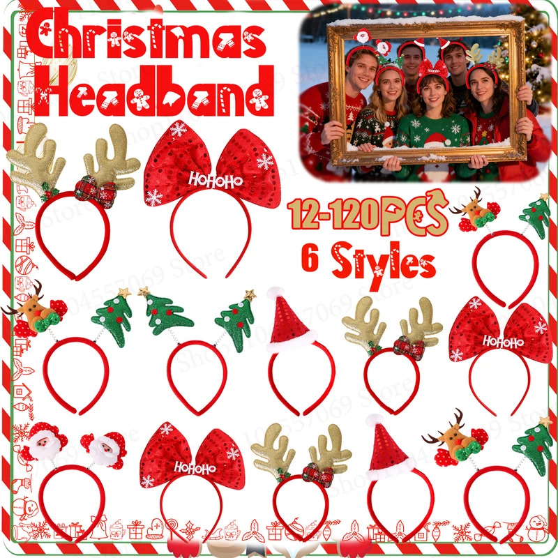 12-120 Buah Ikat Kepala Natal  - Reindeer Antlers Headband ulasan dan harga
