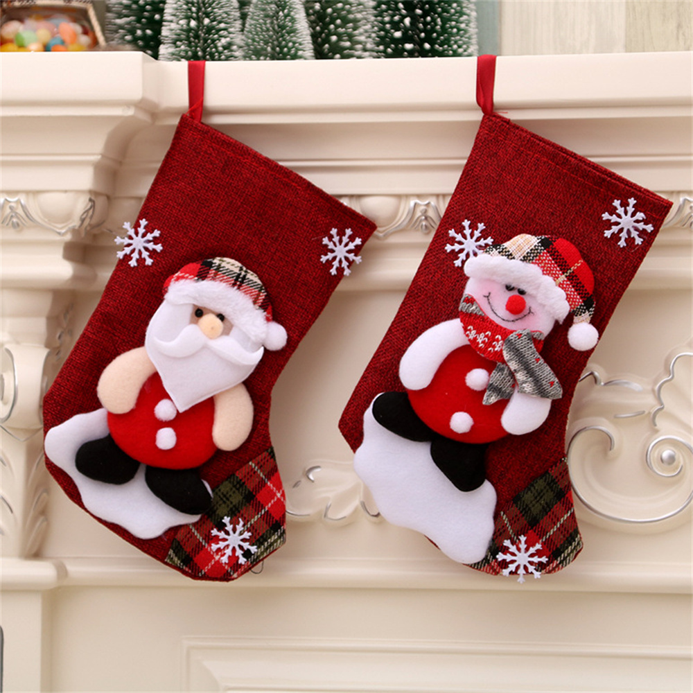Kantong Hadiah Natal Linen Dek - Christmas Stocking Hanging ulasan dan harga