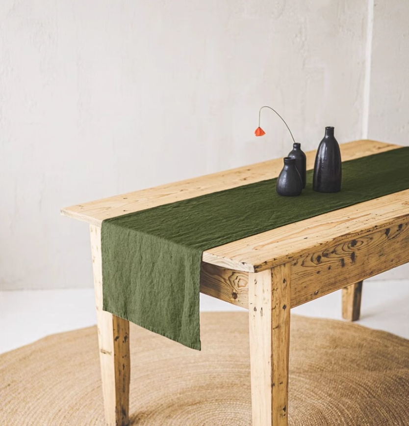 Taplak Meja Linen 100% Stone W - Christmas Table Runner ulasan dan harga