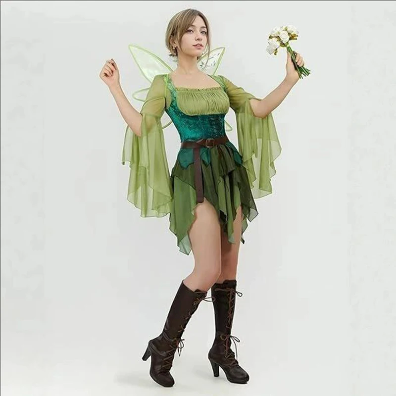 Gaun Peri Hijau Abad Pertengah - Elf Costume Christmas ulasan dan harga